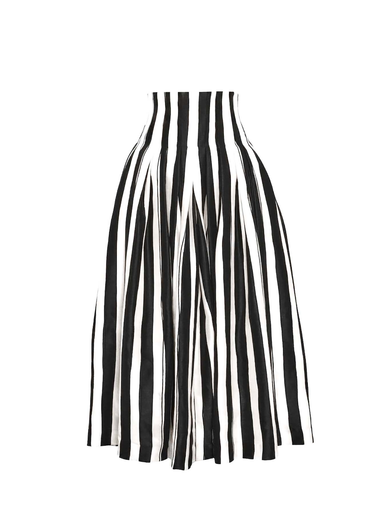High-Waisted Striped Cotton Maxi Skirt, front view