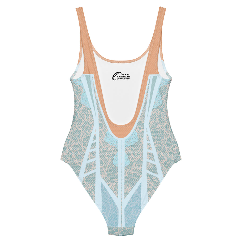 Blue Lace Chapel Window One-Piece Swimsuit - Mologoko Couture