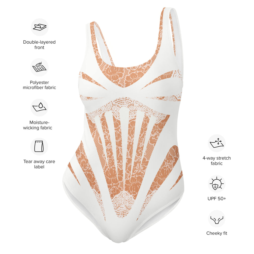 White Lace One-Piece Swimsuit - Mologoko Couture