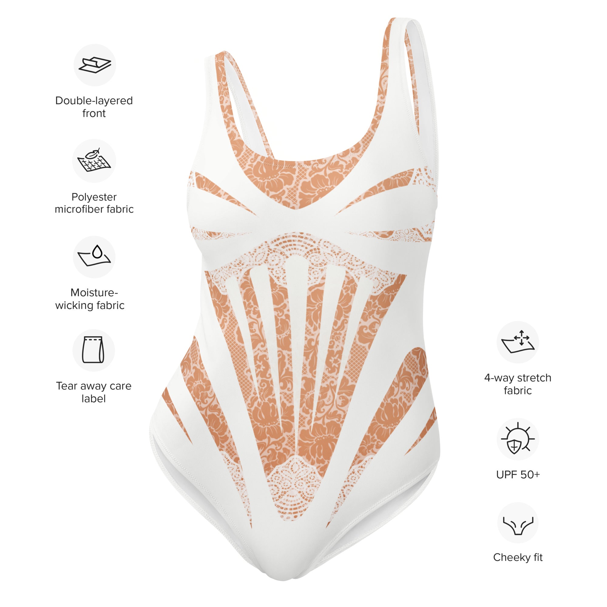 White Lace One-Piece Swimsuit - Mologoko Couture