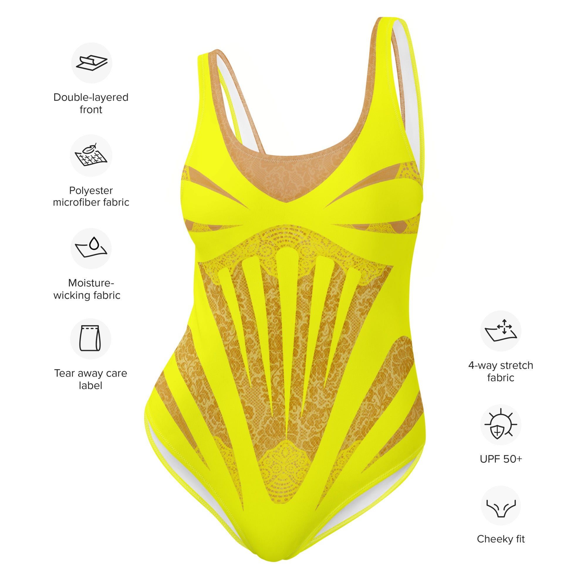 Yellow Lace One-Piece Swimsuit - Mologoko Couture