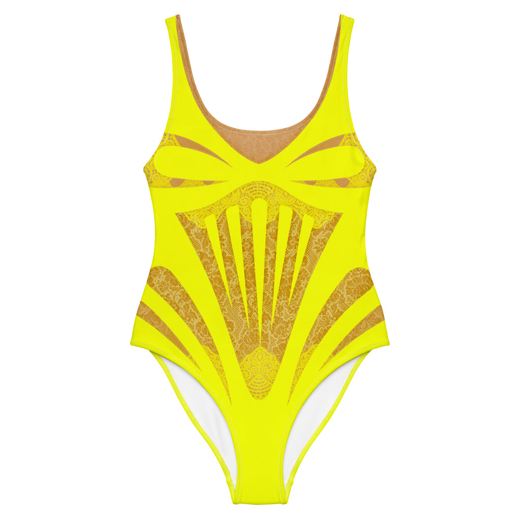 Yellow Lace One-Piece Swimsuit - Mologoko Couture