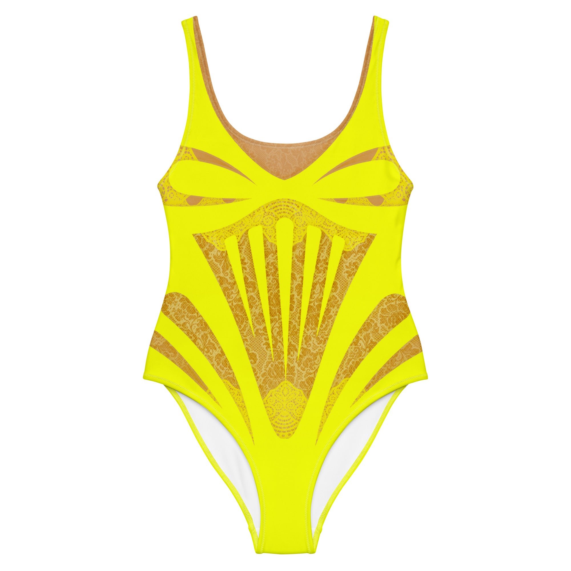 Yellow Lace One-Piece Swimsuit - Mologoko Couture
