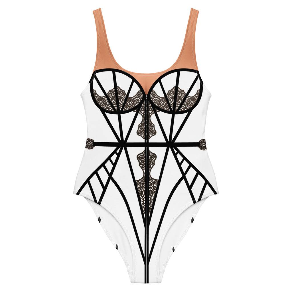 Chapel Window 
One-Piece Swimsuit White - Mologoko Couture