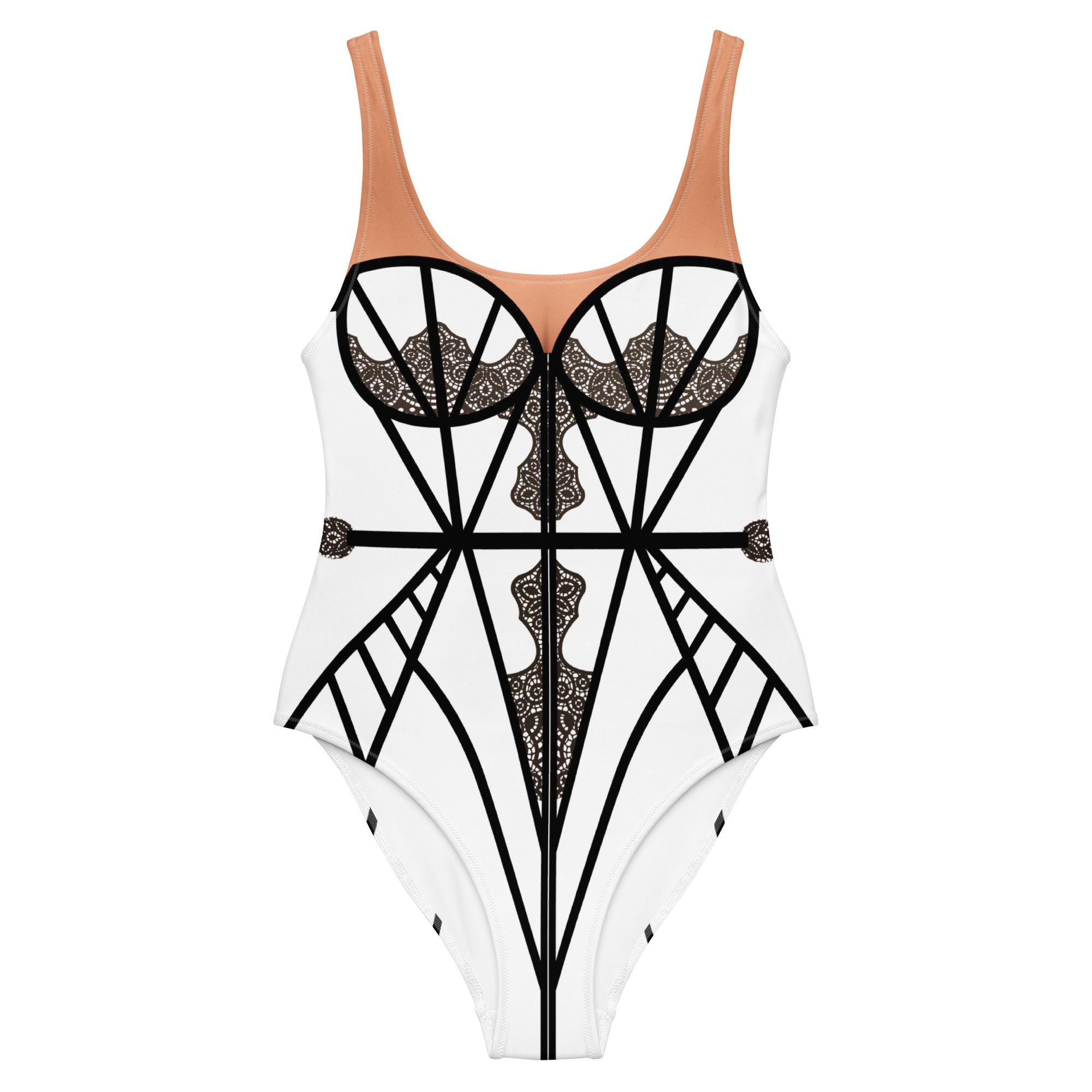 Chapel Window 
One-Piece Swimsuit White - Mologoko Couture