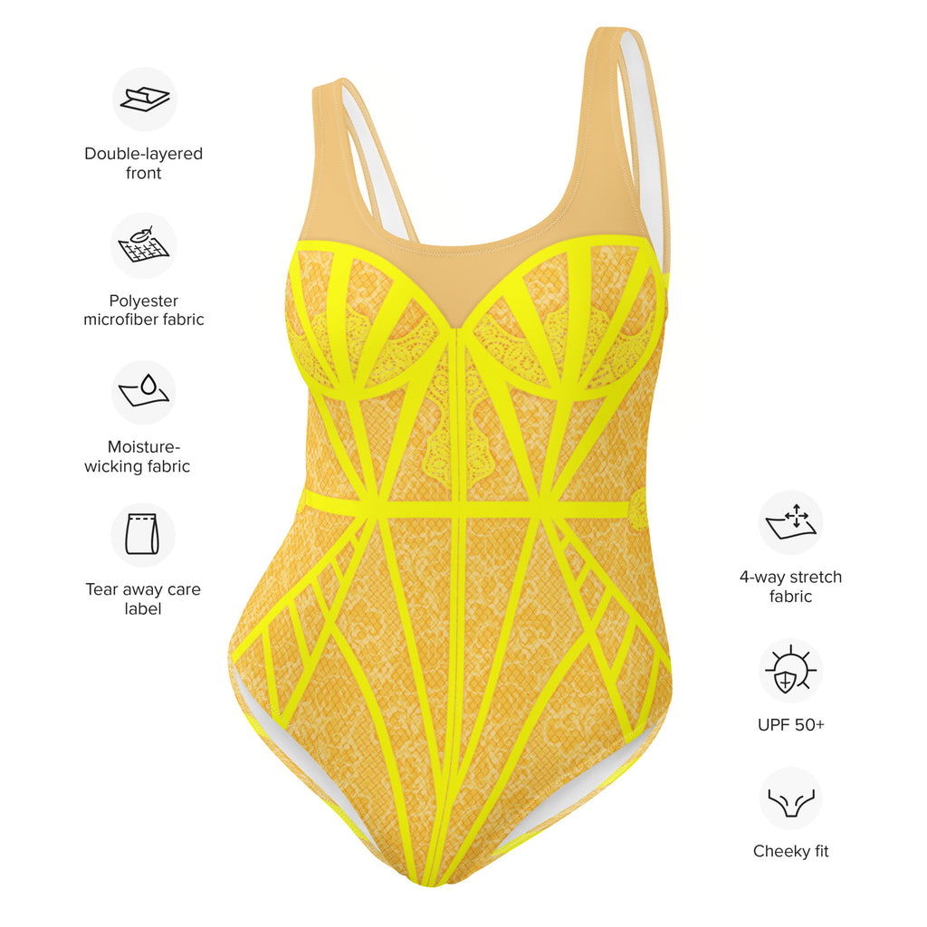 Yellow Lace Summer One-Piece Swimsuit - Mologoko Couture