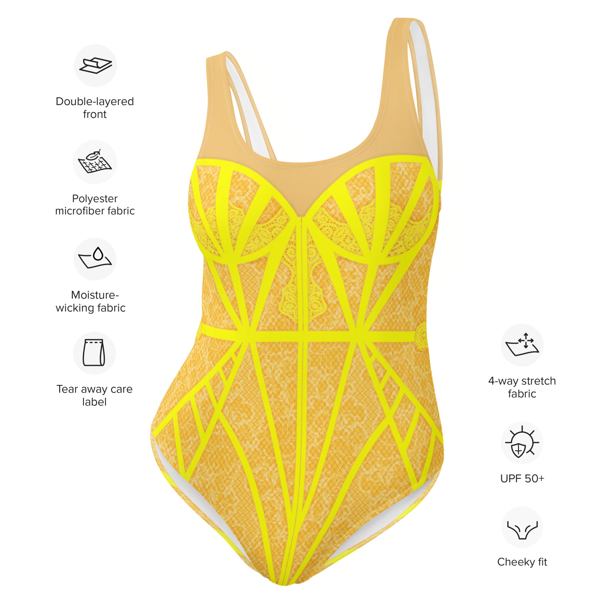 Yellow Lace Summer One-Piece Swimsuit - Mologoko Couture
