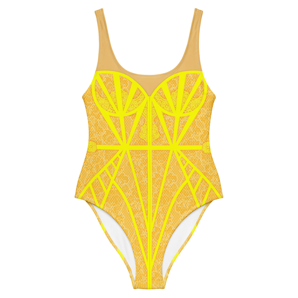 Yellow Lace Summer One-Piece Swimsuit - Mologoko Couture