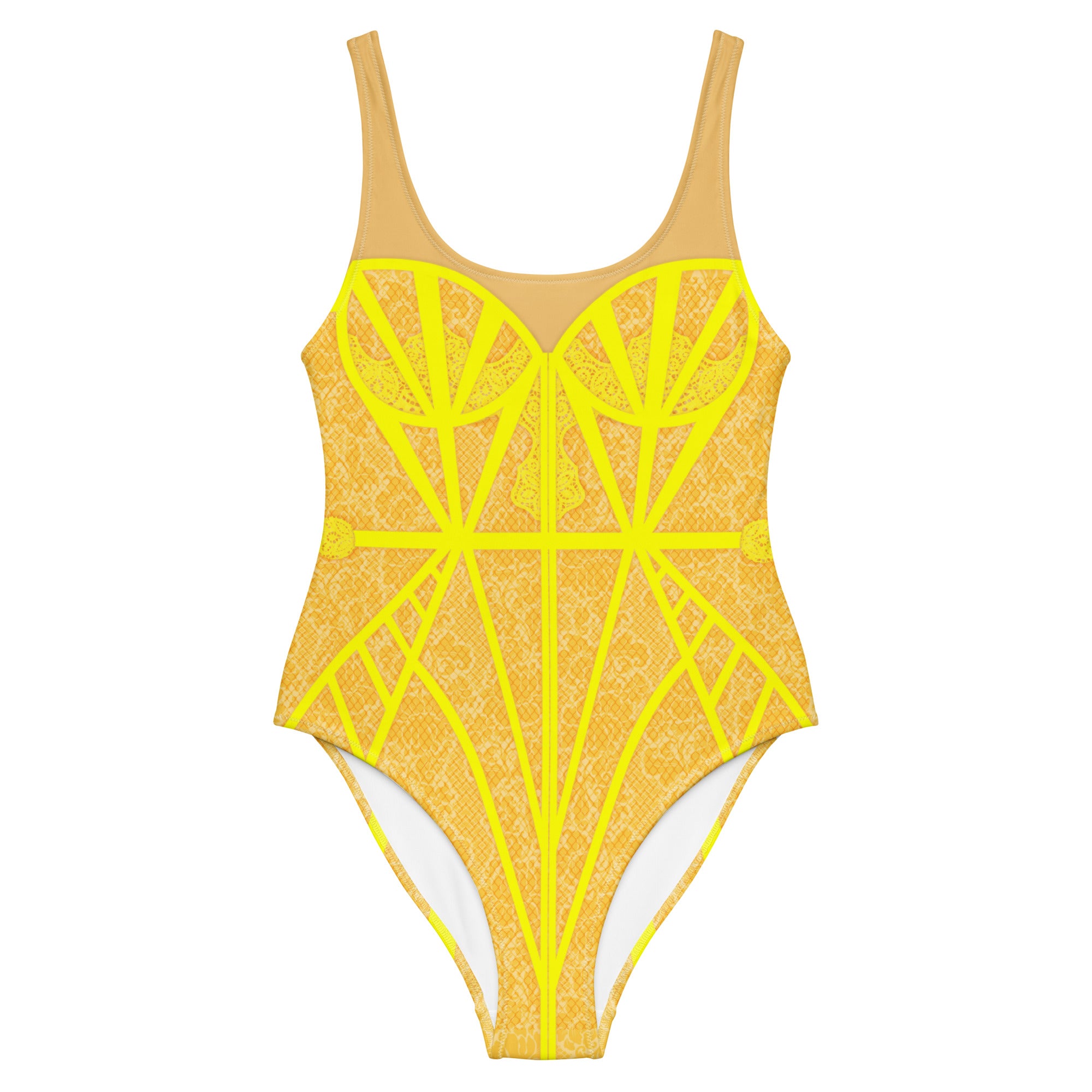 Yellow Lace Summer One-Piece Swimsuit - Mologoko Couture