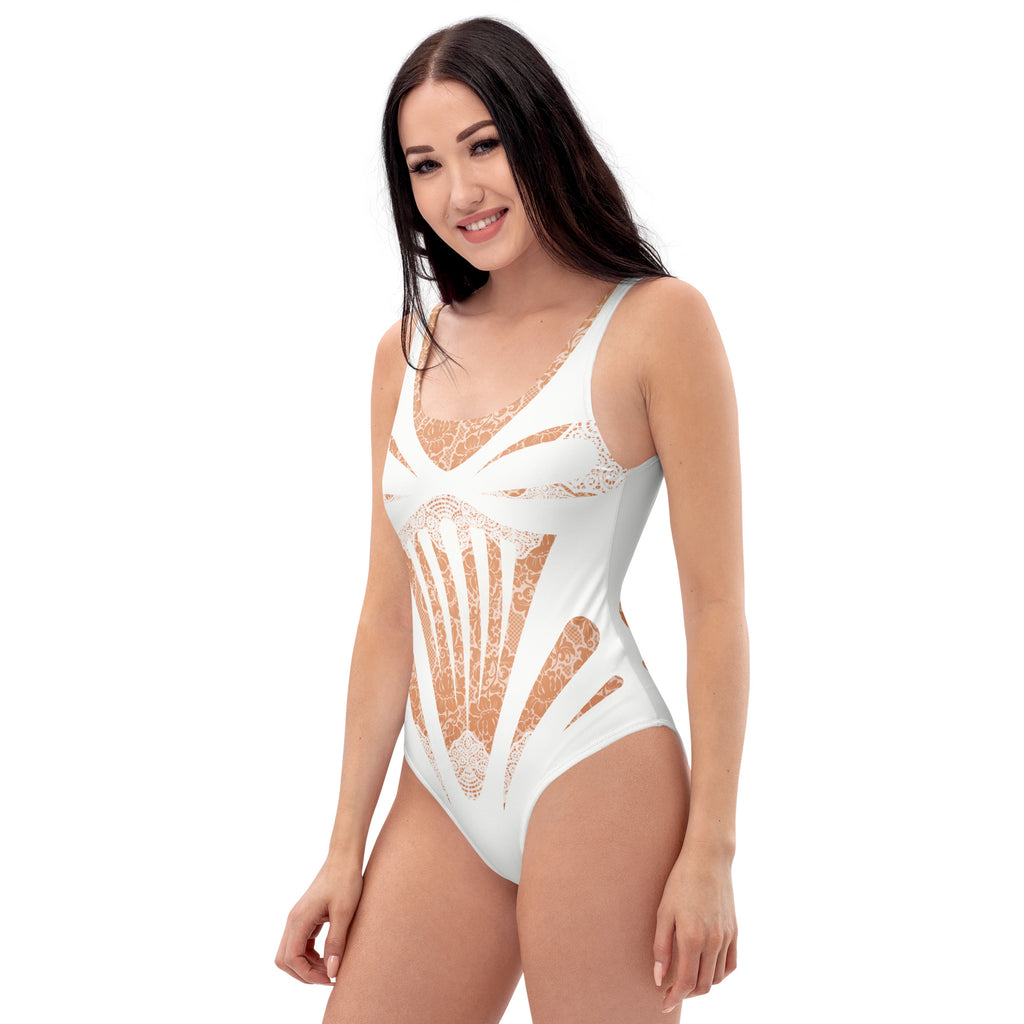 White Lace One-Piece Swimsuit - Mologoko Couture