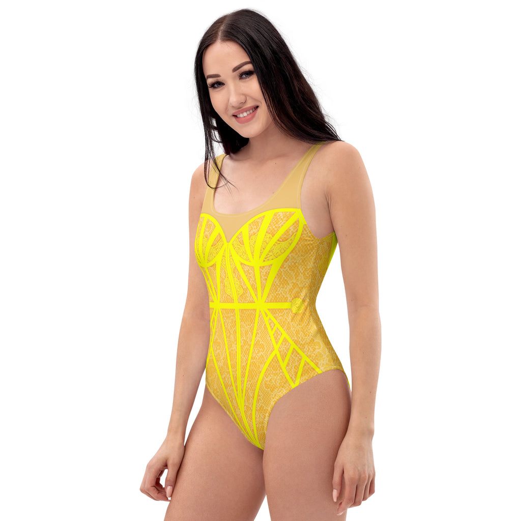 Yellow Lace Summer One-Piece Swimsuit - Mologoko Couture