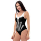 Corset Lacing Imitation Black and White One-Piece Swimsuit - Mologoko Couture