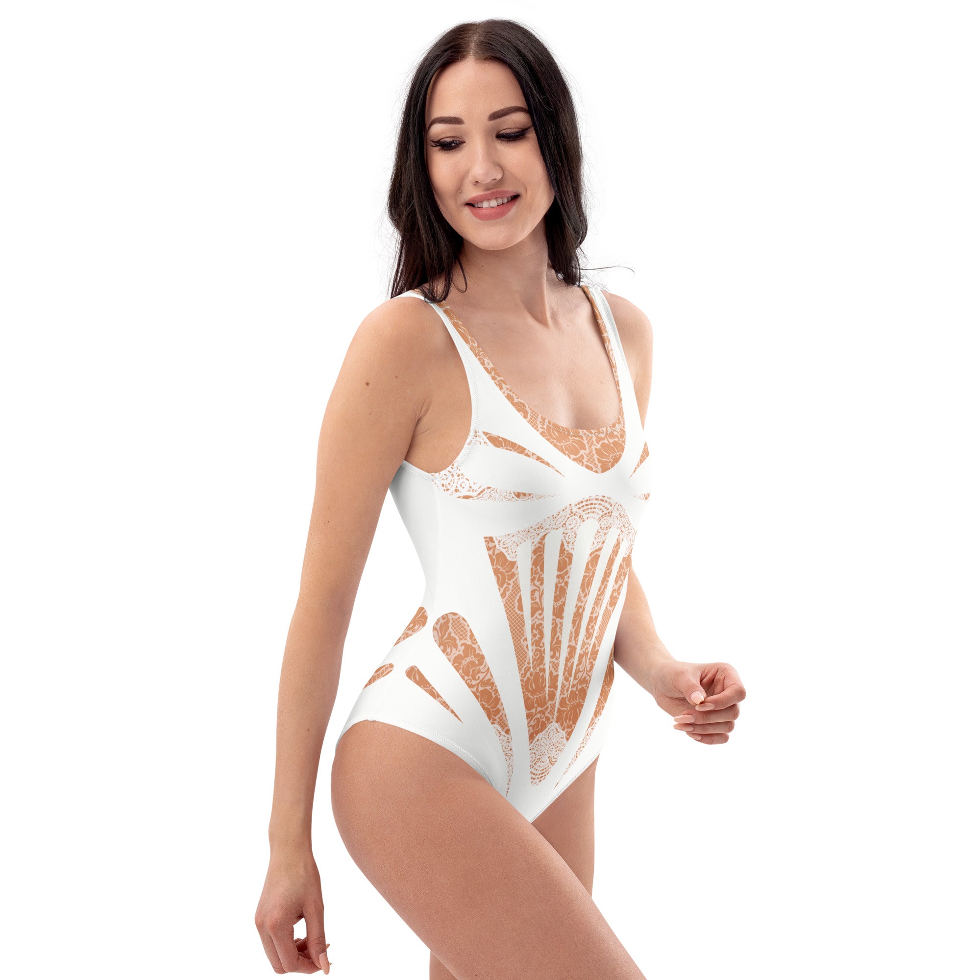 White Lace One-Piece Swimsuit - Mologoko Couture