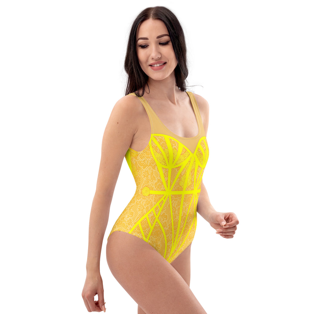 Yellow Lace Summer One-Piece Swimsuit - Mologoko Couture