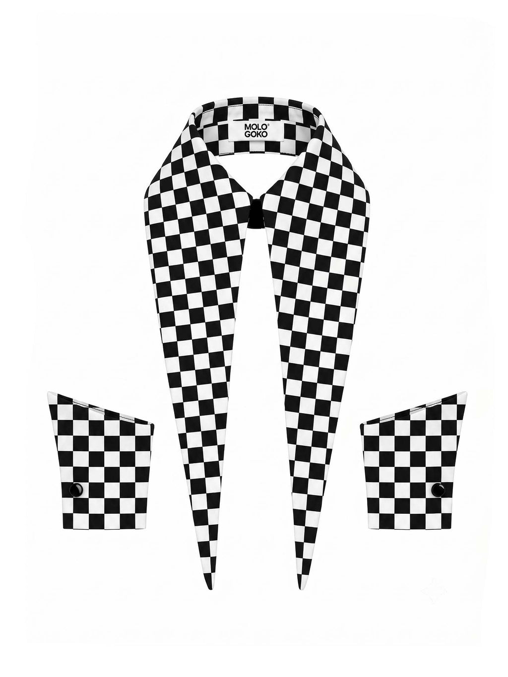 The Baroness 16” Long Collar Cuffs Set Checkered