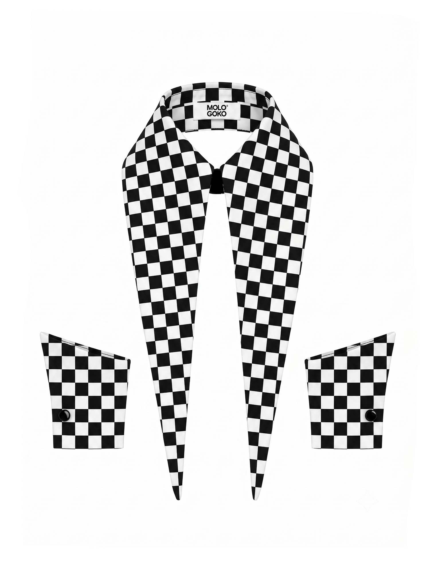 The Baroness 16” Long Collar Cuffs Set Checkered