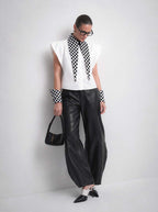 The Baroness 8" - 16” Long Collar Cuffs Set Checkered