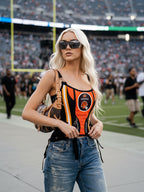 Cincinnati Bengals Football Team Corset Bustier Top, close-up detail