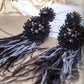 Black and Grey TWO TONE BEADED STATEMENT EARRINGS - Mologoko Couture