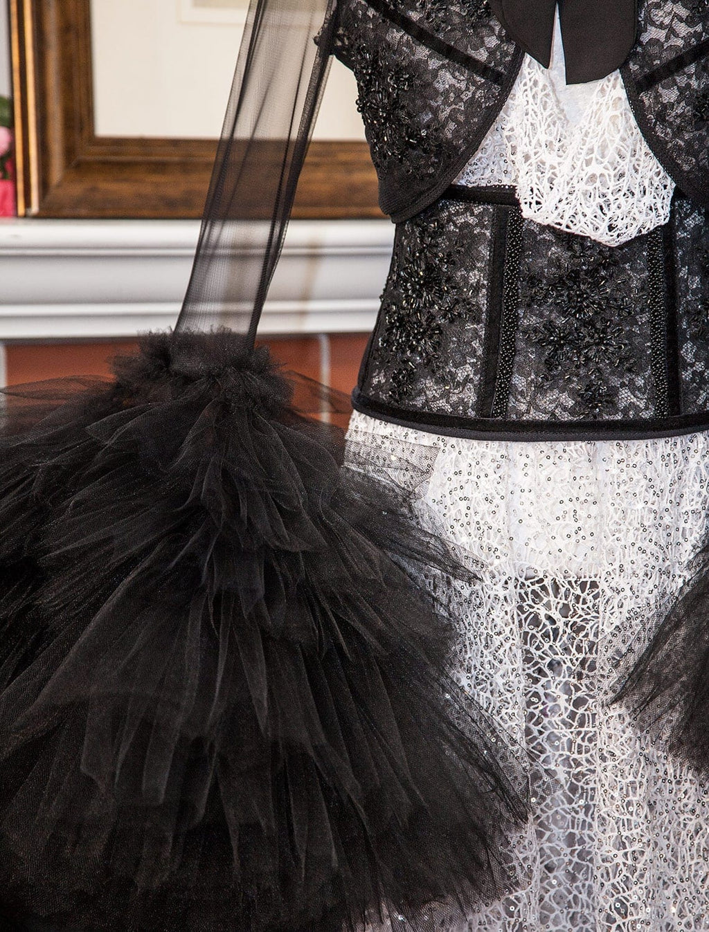 Embroidered Semi Sheer Large Tulle Sleeves Black Bolero Jacket - Mologoko Couture