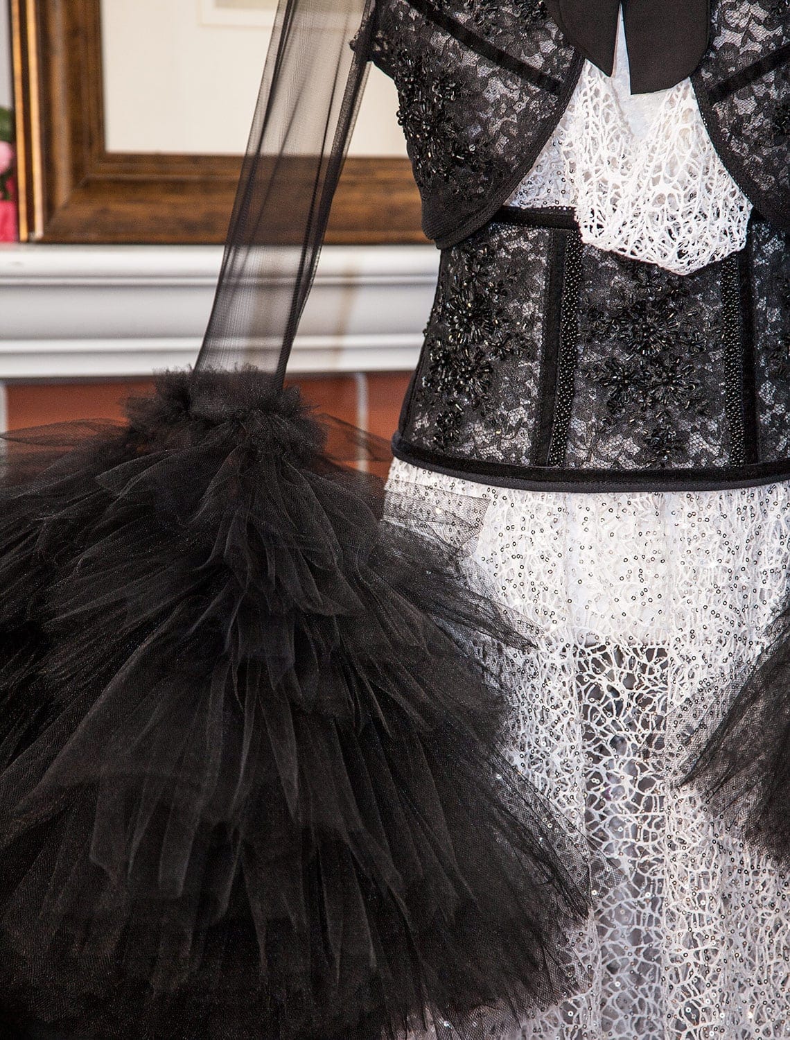 Embroidered Semi Sheer Large Tulle Sleeves Black Bolero Jacket - Mologoko Couture