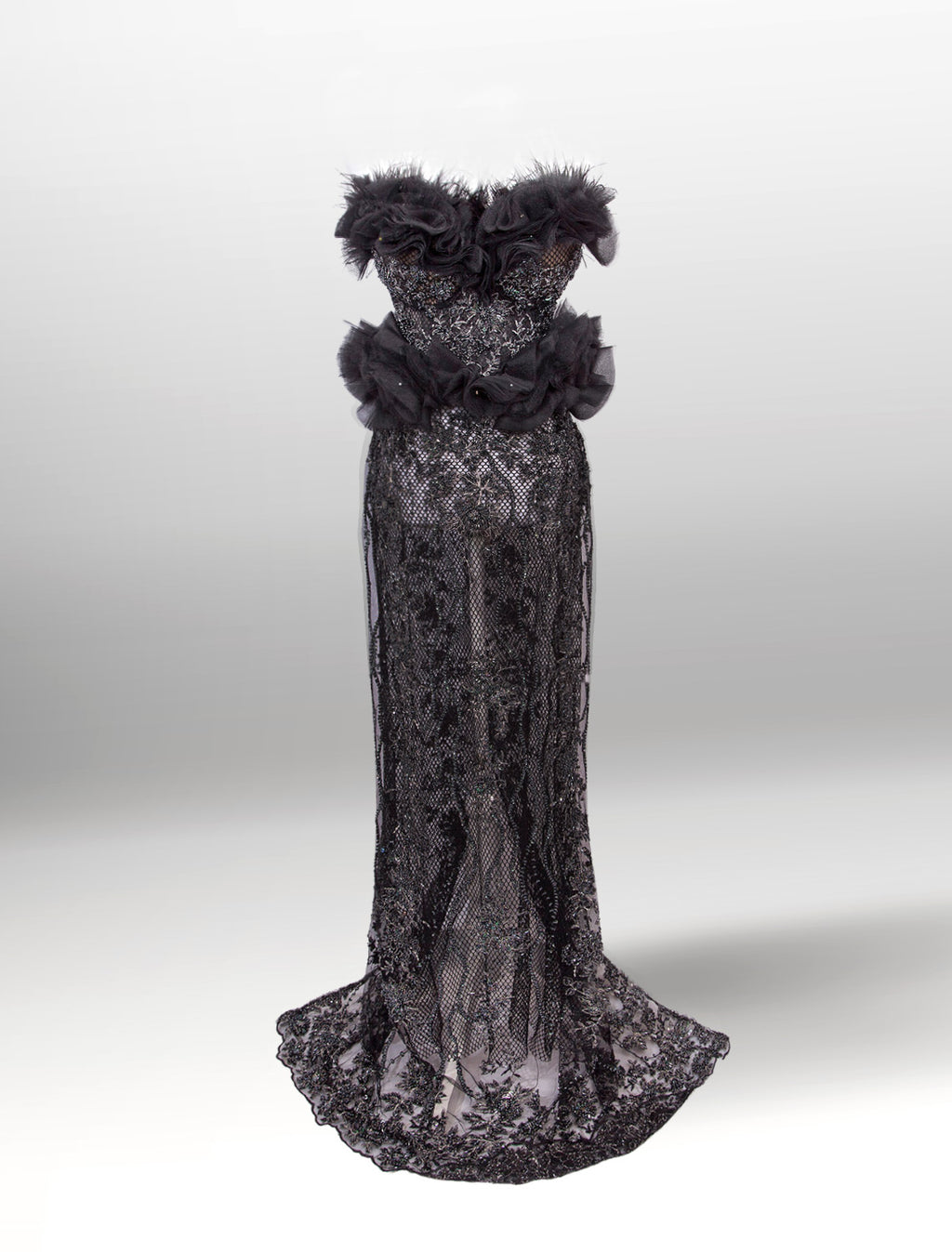 Black Swan Red Carpet Style Goth Gown Set - Mologoko Couture