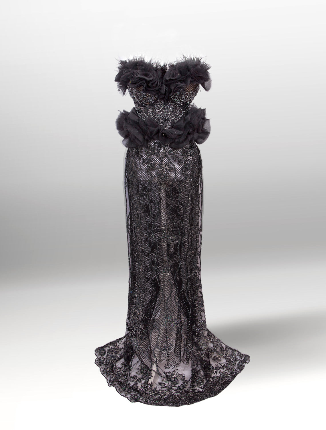 Black Swan Red Carpet Style Goth Gown Set - Mologoko Couture