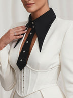Tuxedo Detachable Collar with Tie and Rhinestones