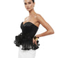 Dina Red Carpet Style Corset with Peplum and Flower