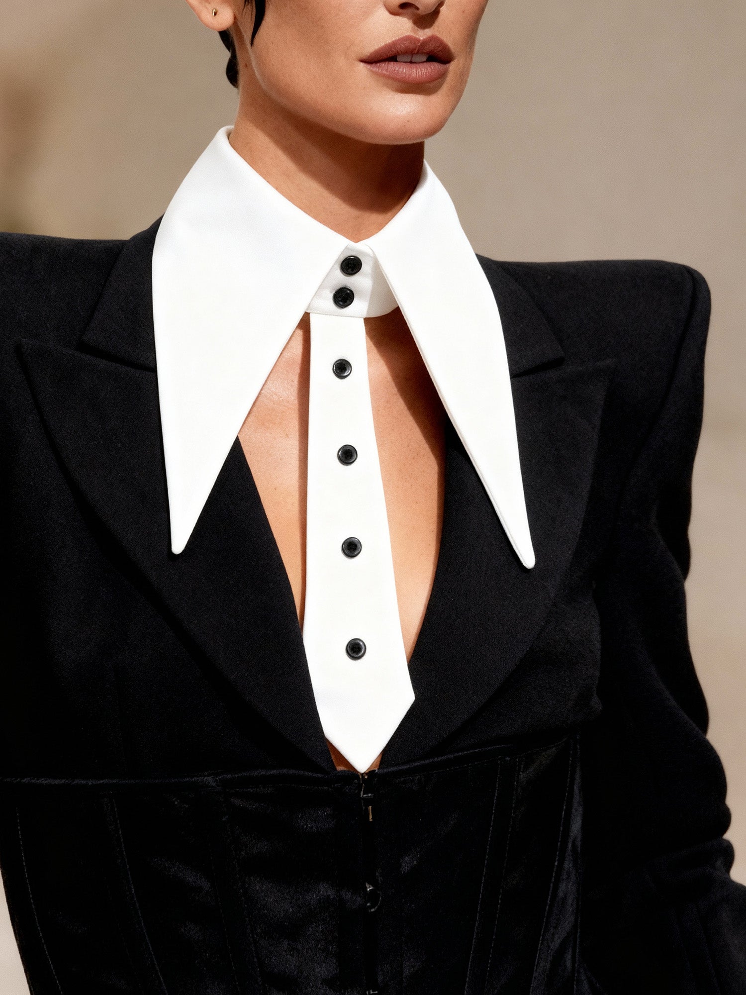 Tuxedo Detachable Collar with Faux Tie