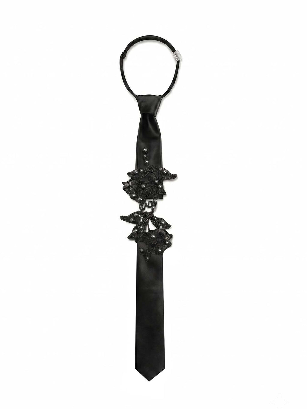The Baroness 17" Lace Beaded Tie