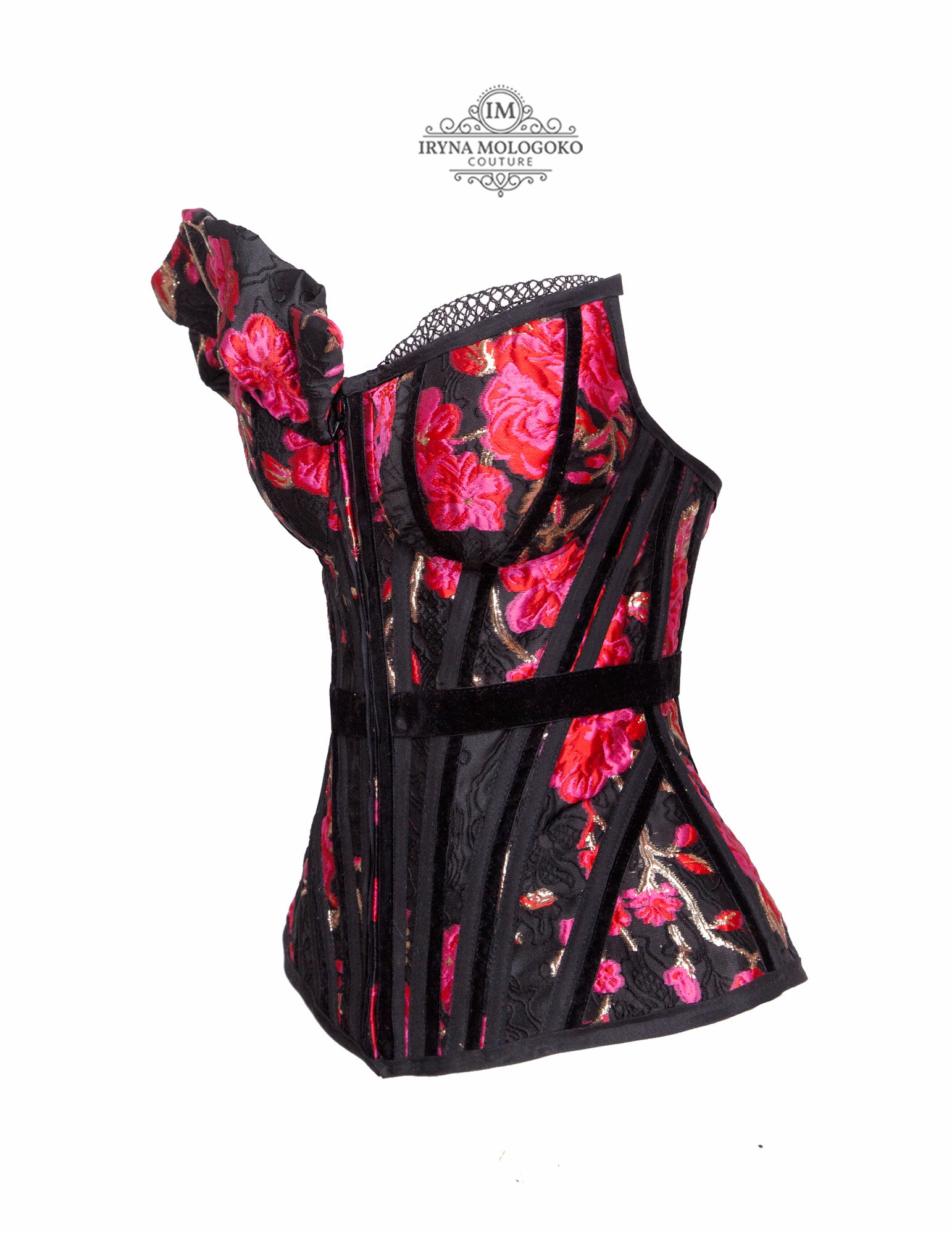 Carmelita Asymmetrical Front Zipper Corset - Mologoko Couture