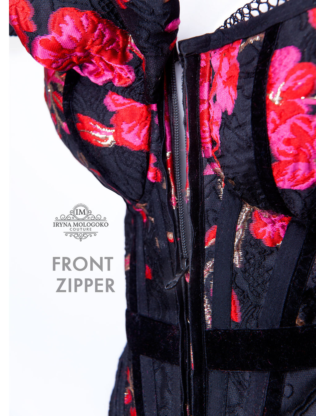 Carmelita Asymmetrical Front Zipper Corset - Mologoko Couture