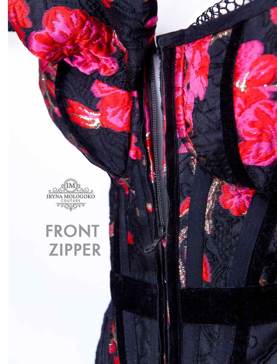 Carmelita Asymmetrical Front Zipper Corset - Mologoko Couture