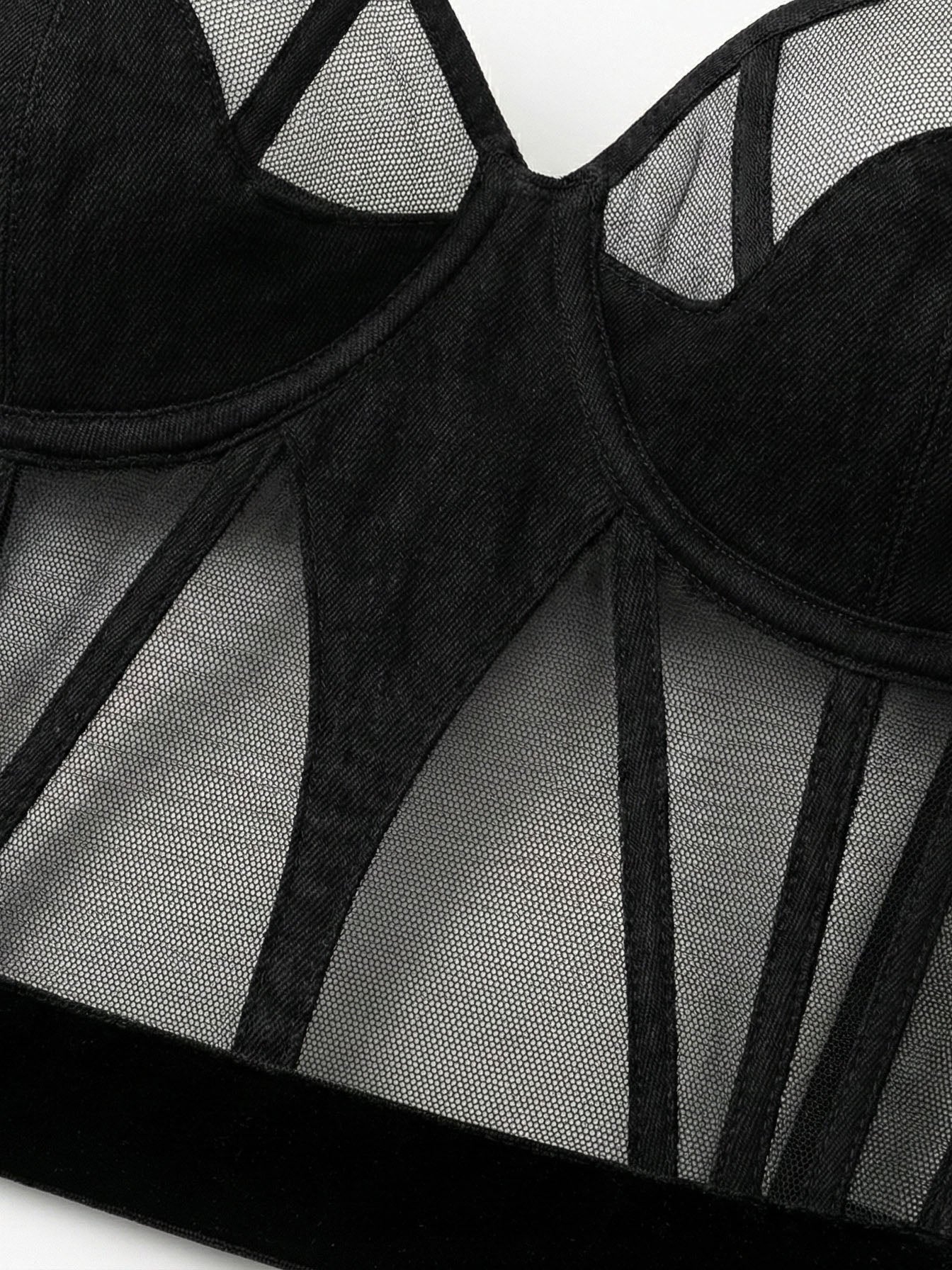 The Chapel Window Mesh Bustier in Black