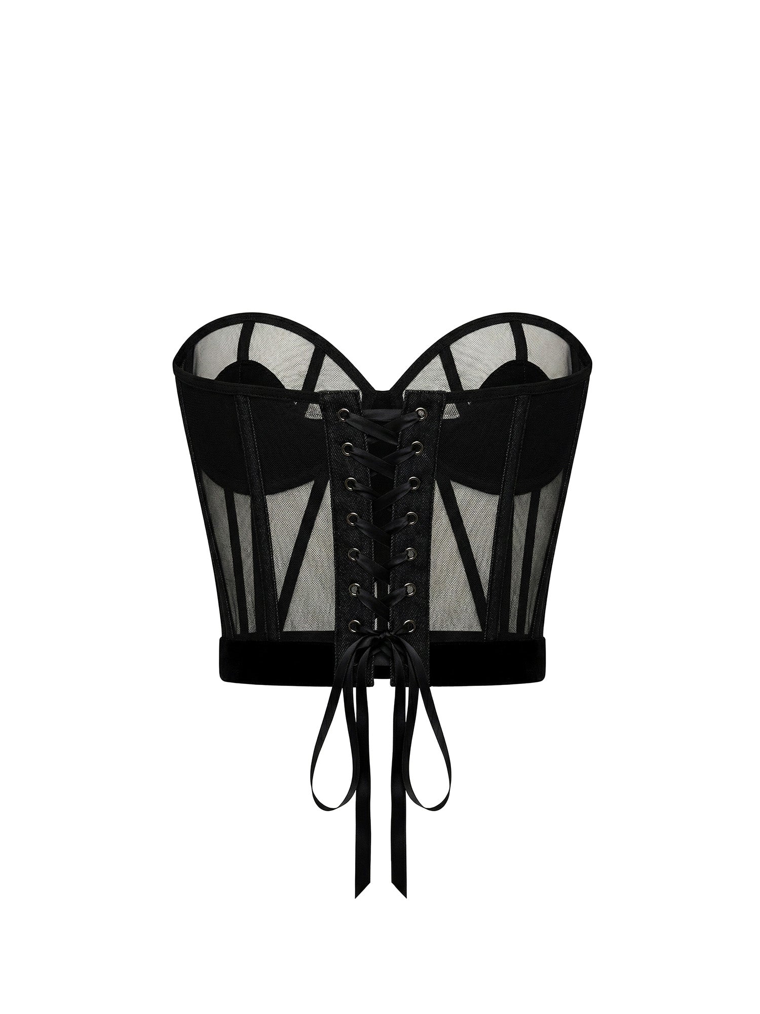 The Chapel Window Mesh Bustier in Black