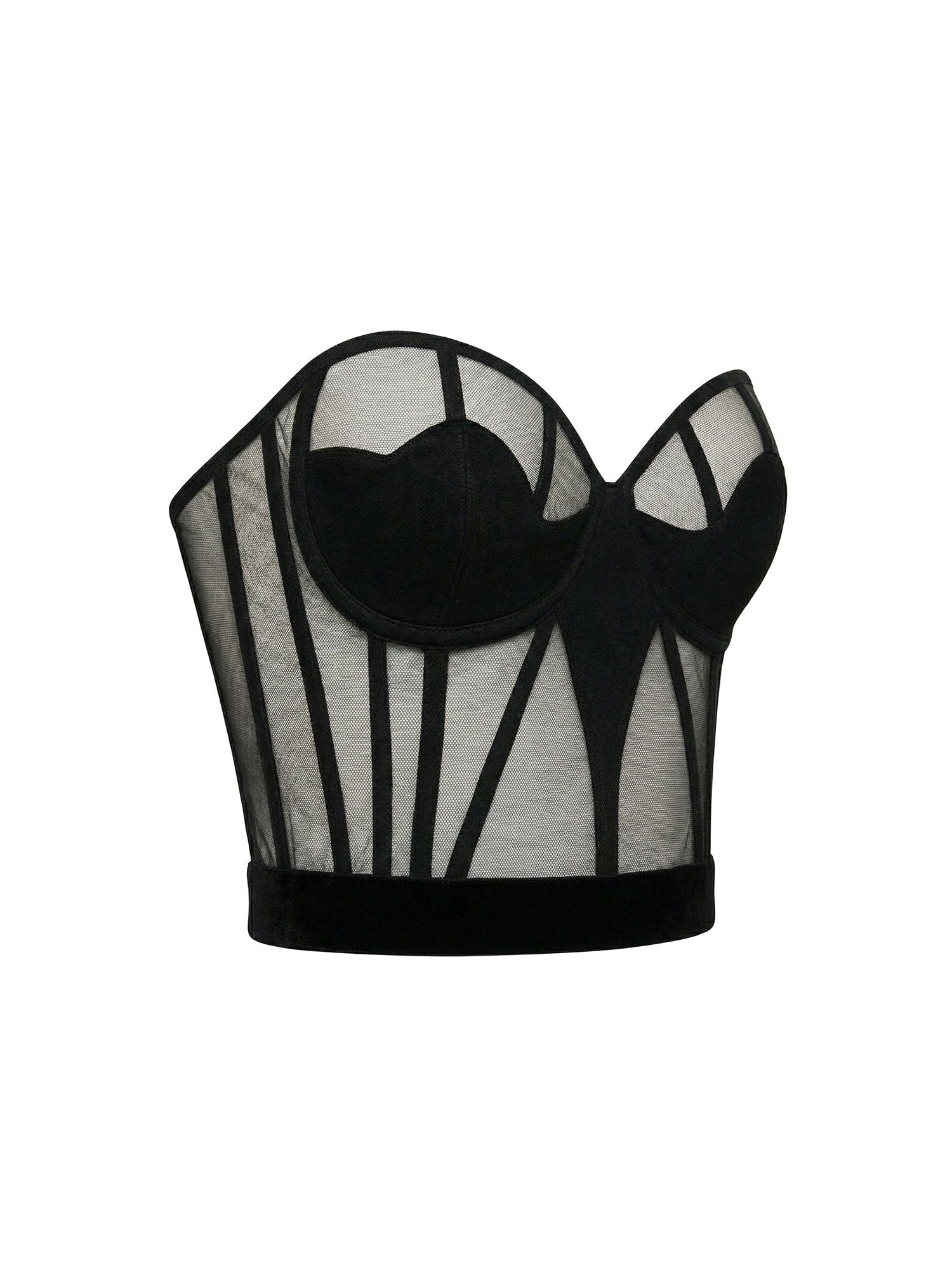 The Chapel Window Mesh Bustier in Black