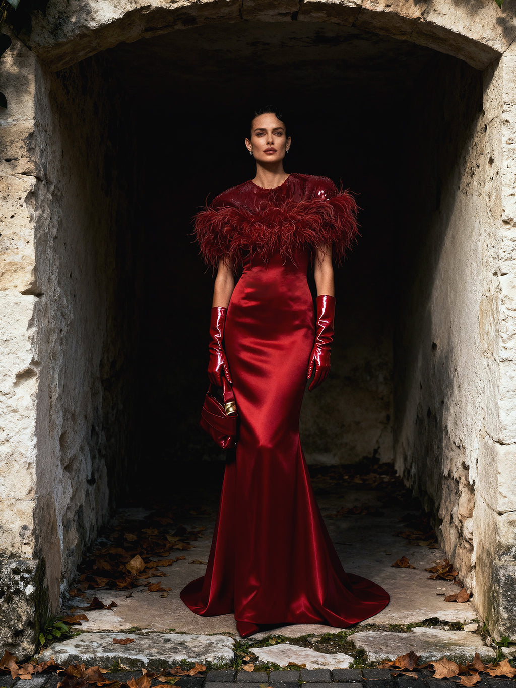 Sequin And Ostrich Feathers Shoulder Cover