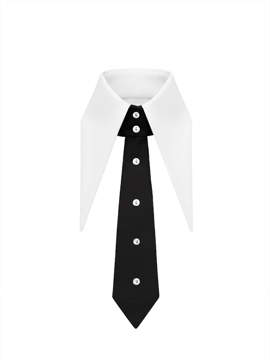 Tuxedo Detachable Collar with Tie and Rhinestones