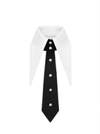 Tuxedo Detachable Collar with Tie and Rhinestones