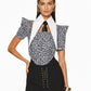 Leopard Stretch Cotton Twill Corseted To with Sleeves