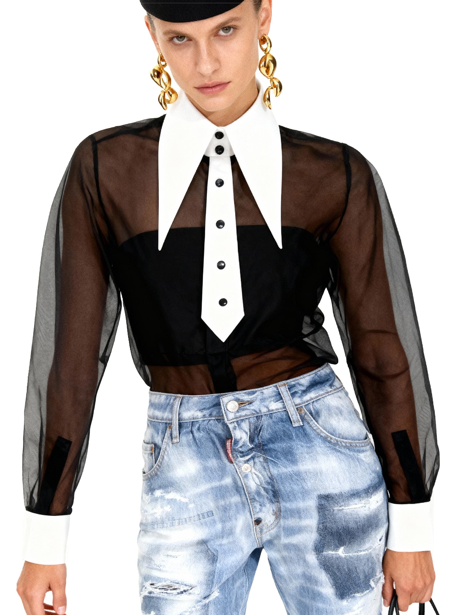 Tuxedo Detachable Collar with Faux Tie