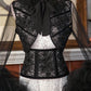Embroidered Semi Sheer Large Tulle Sleeves Black Bolero Jacket - Mologoko Couture