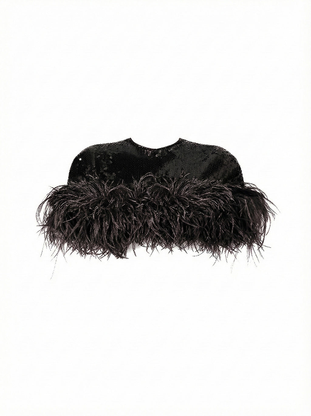 Sequin And Ostrich Feathers Shoulder Cover