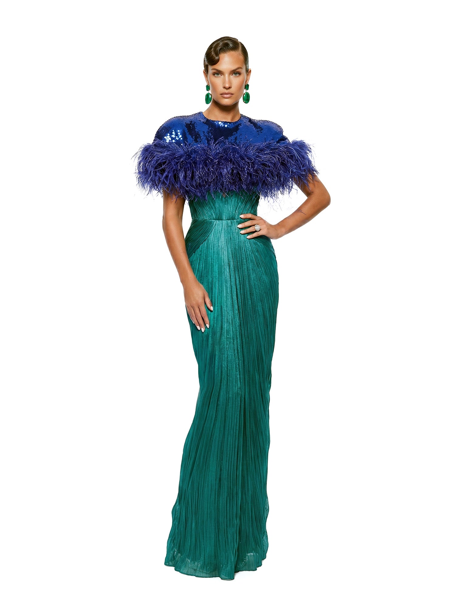 Sequin And Ostrich Feathers Shoulder Cover