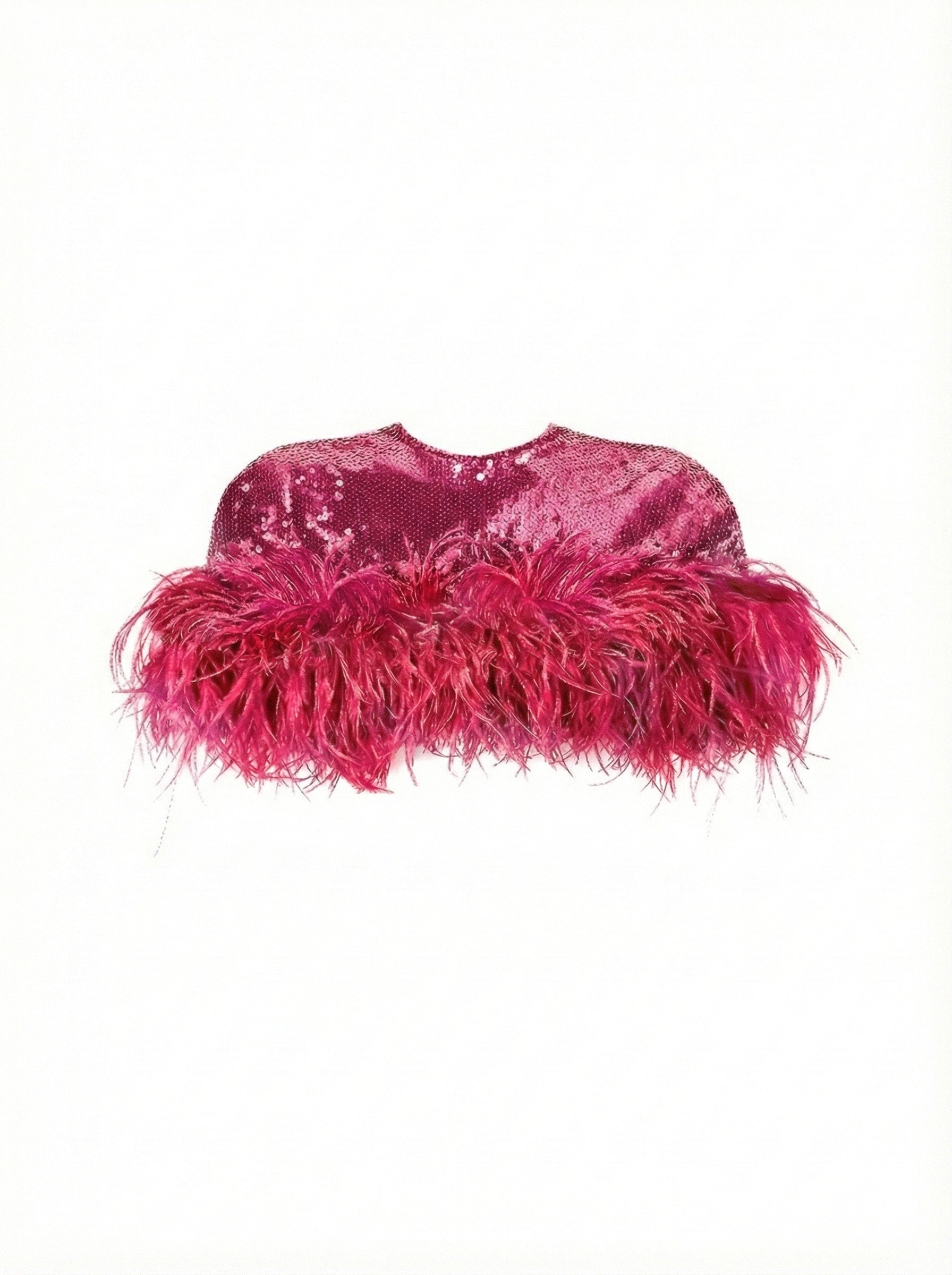 Sequin And Ostrich Feathers Shoulder Cover