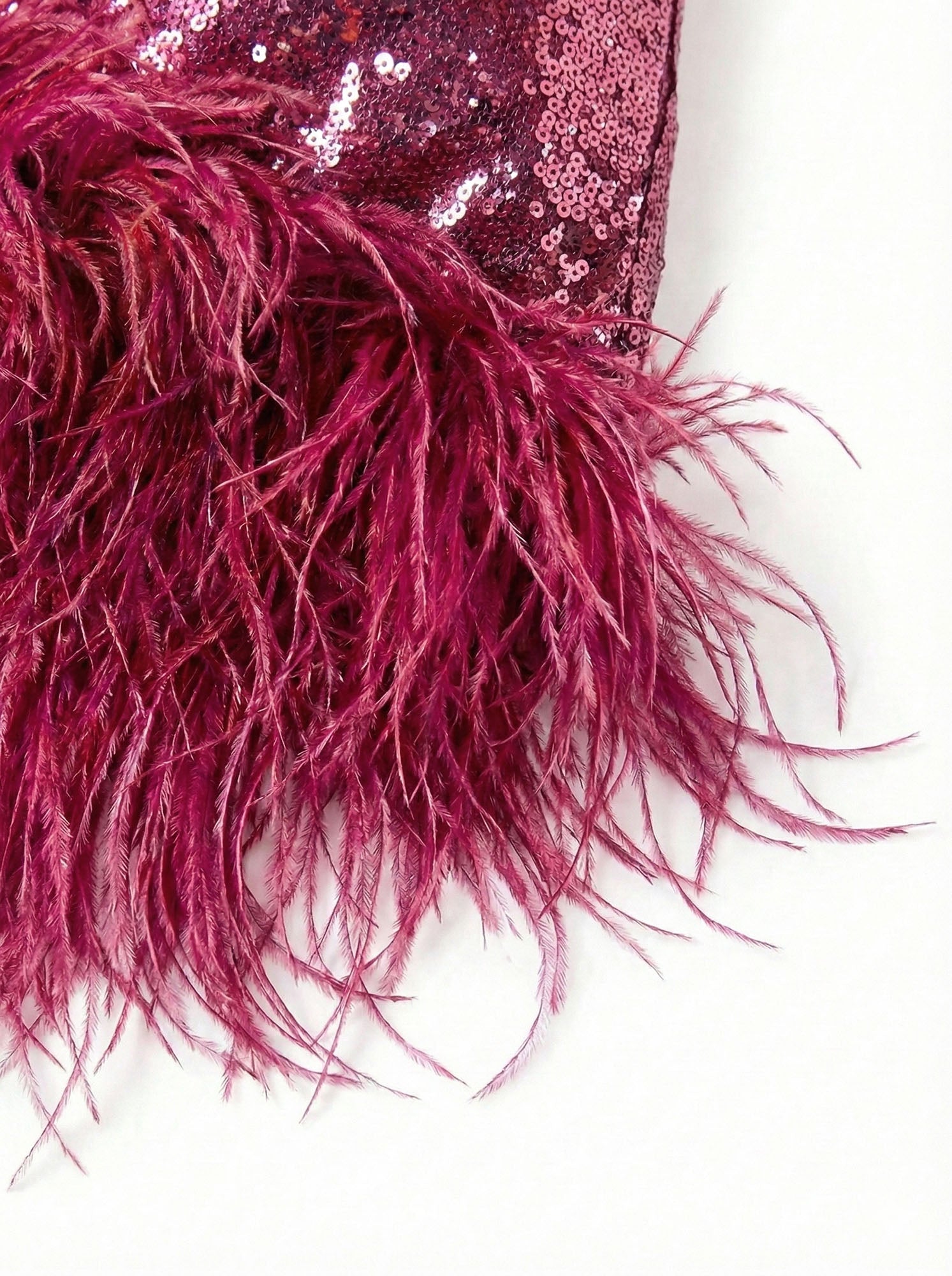 Sequin And Ostrich Feathers Shoulder Cover