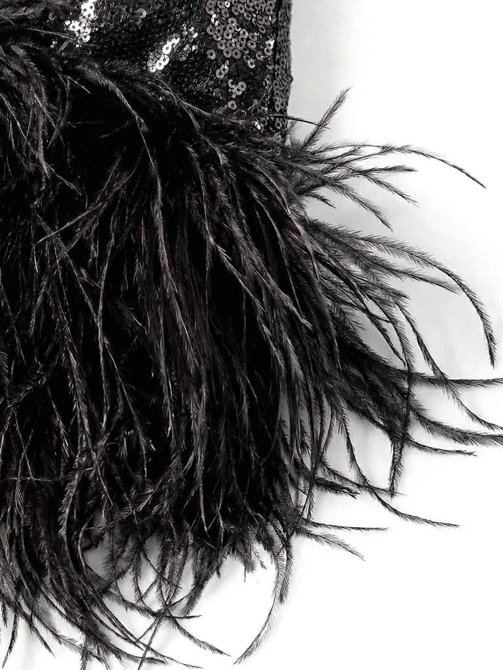 Sequin And Ostrich Feathers Shoulder Cover
