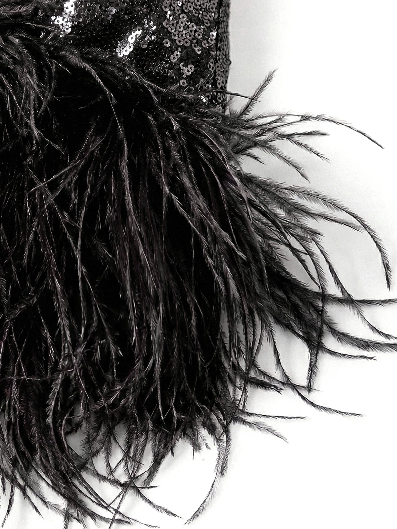 Sequin And Ostrich Feathers Shoulder Cover