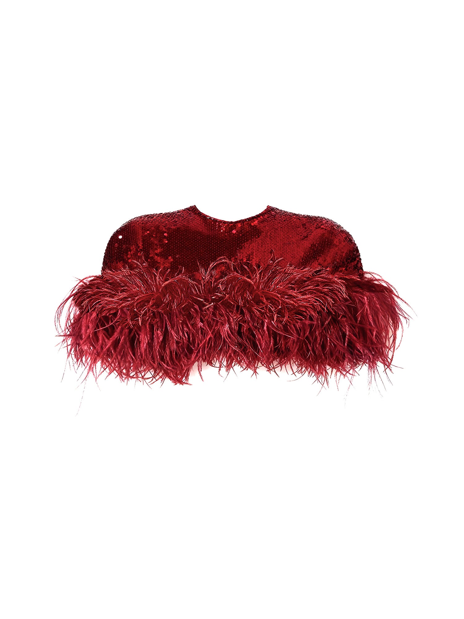 Sequin And Ostrich Feathers Shoulder Cover